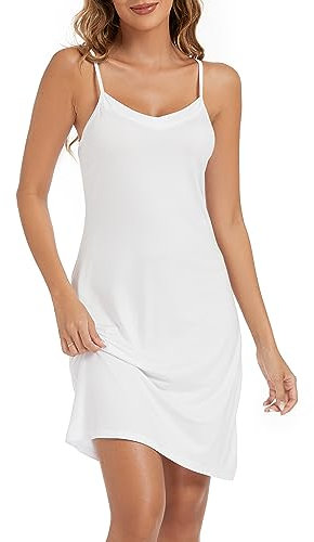 Xuepelit Unterkleid Damen Sexy Nachthemd Sommer Unterröcke Spaghetti Strap Sexy Negligee Full Slip Spaghettiträger Kleid，weiß S