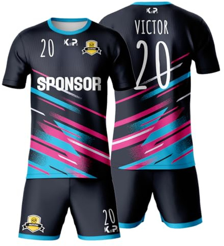 KALLPA Sport Equipación Deportiva de fútbol Personalizada. Niños y Adultos. Camiseta y calzona. Personaliza con Nombre, Escudo, número y Sponsor. (Modelo 39, Completo)