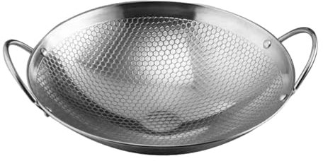 Folpus Double Ear Wok Pot Deep Frying Pan Stainless Steel Wok Round Bottom Wok for Restaurant, 10inch