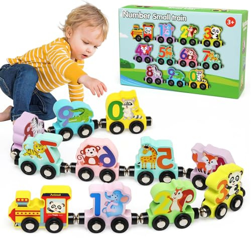 Ballery Trenino Giocattoli Educativi Montessori in Legno, Giochi Montessori di Numero 0-10, Giochi Legno per Bambini 1-4 Anni