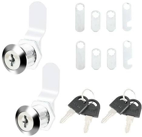 2 Cerradura Buzón - Cerraduras para Armarios - Cerradura Taquilla - Placa Buzón - Vienen con 4 Llaves y 8 Placas Diferentes - Aptas para Gabinetes de Archivos y Casilleros de Buzón