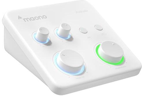 MAONO USB Audio Interface for PC: Interface with XLR Input 24-bit/192kHz Routing Software LOOPBACK ASIO Driver for Recording Music, Home-Studio, Guitar, Podcast, Streaming, DAW(PS22 Lite White)
