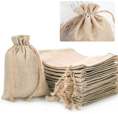 Bolsas de Lino, WJWINER 20 Pcs Bolsitas de Tela Pequeñas, Bolsitas para Regalos, Bolsitas de Tela, Pequeñas Bolsas de Regalo para Regalo de Boda, Joyería, Fiestas, DIY Artesanía Embalaje