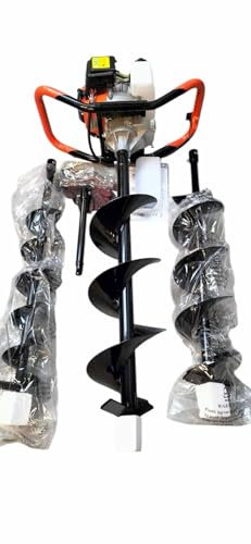 TARIÈRE THERMIQUE, professionnels FOREUSE 52 CC AVEC 3 FORETS 100, 150, 200 MM + RALLONGE 30 CM ET ÉQUIPEMENT DE SÉCURITÉ Marque : Wurzburg Germany