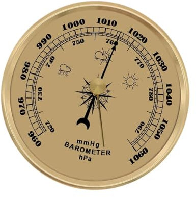 perfk Estación meteorológica portátil con barómetro aneroide decorativo de 3,54 pulgadas, medidor de presión para interiores, exteriores, plantas, casas y