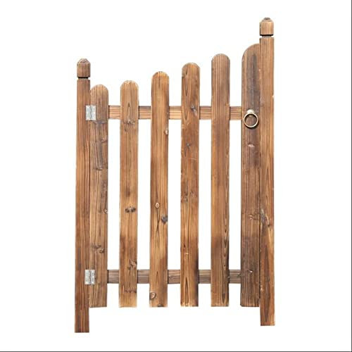 Outdoor Wood Fence Gate - Carbonized Wood Picket Gate for Courtyards & Gardens