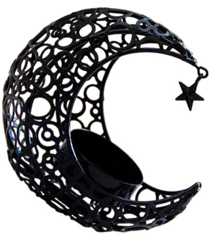 Portavelas con forma de luna Portavelas Tealight Metal Moon Teelight Candelabro Vela Stick para Decoración del Núcleo del Hogar