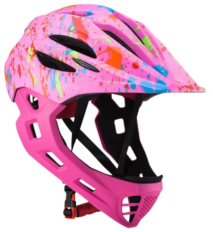 Aomiun Kinderhelm Verstellbare Atmungsaktive Kinderhelm Fahrradhelme, Leichte Integralhelme mit LED Licht Für Fahrräder Skateboards(52-56 cm) (M)