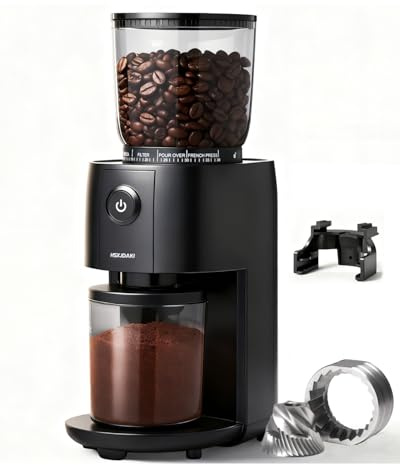HSXJDAKI Coffee Grinder, Electric Burr Coffee Grinder with Conical Burr, Coffee Bean Grinder Electric with 38 Grind Settings for Espresso & French Press, Black