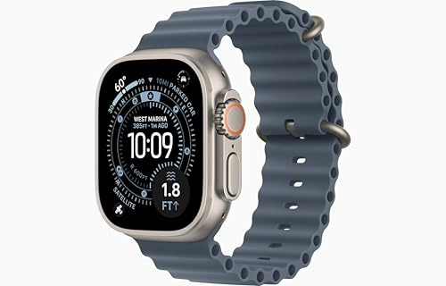 Apple Watch Ultra 3 [GPS + Cellular, 49mm] Cassa in Titanio Naturale con Cinturino Ocean Blu Salmastro (Ricondizionato)