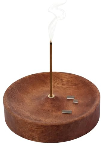 Incense Holder, Round Wooden Incense Burner for Meditation Relaxation, Handmade Ebony Wood Incense Stick Holder for Yoga Home Office Decor