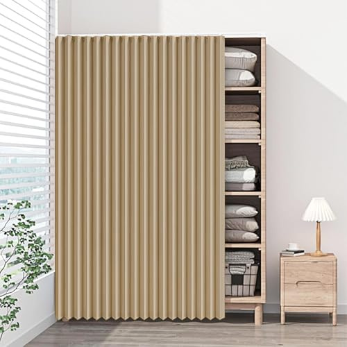 DSSHENGDS Cortinas de gabinete con riel Deslizante Autoadhesivas Personalizadas, adecuadas para armarios, zapateros y lavadoras-Brown- W130cmxH50cm