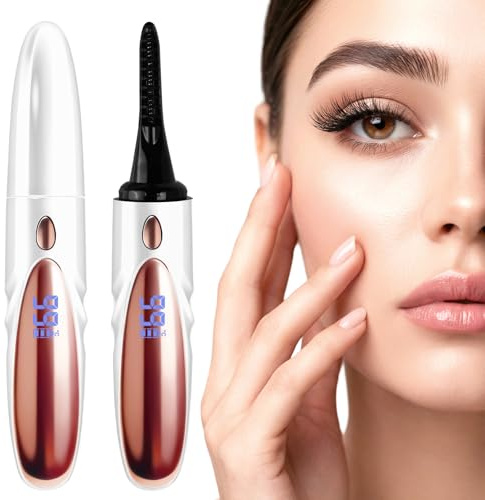Focenat Rizador de pestañas eléctrico,Rizadores de pestañas calentados,Heated Eyelash Curler,Electric Eyelash Curler,Calefacción 4 modos de temperatura,Para todas las pestañas (Blanco)