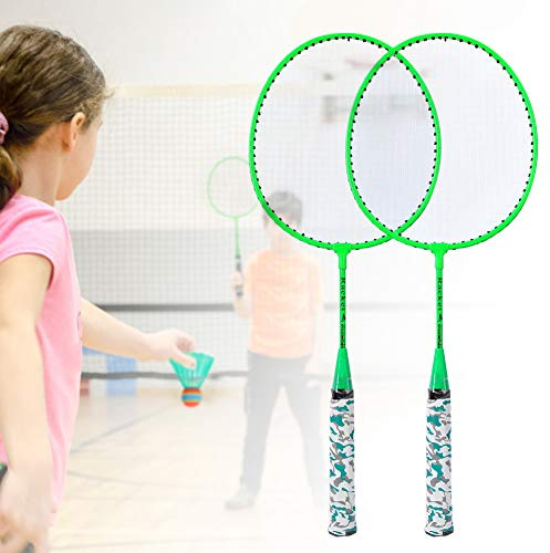 Generic Ensemble de Raquette de Badminton pour Enfants avec 2 Balles, Alliage de Fer en Nylon de qualité Supérieure, Jouets de Sport de Plein Air pour Enfants Garçons Filles Jaune Vert (Verte)