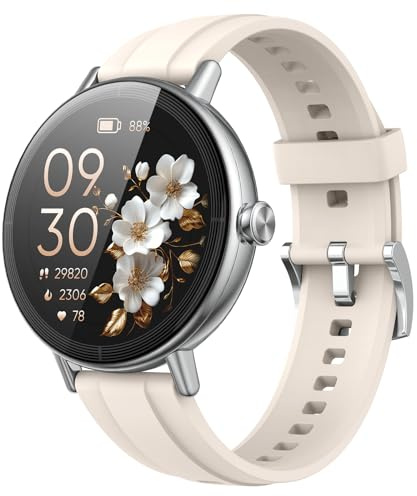 Reloj Inteligente Mujer, 1.27 Smartwatch Mujer con Llamadas Bluetooth, Smart Watch con Pulsómetro/Monitor de Sueño/Podómetro, IP68 Pulsera Actividad con 110+ Modos Deportivos para Android iOS, Blanco