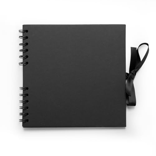 Hawksbill Black Scrapbook Photo Album 60 Pages – 21cmx 21cm Kraft Scrapbook Album Wedding Picture Scrap Book 180gsm Memory Book Ideal for Photos Souvenirs & Memories