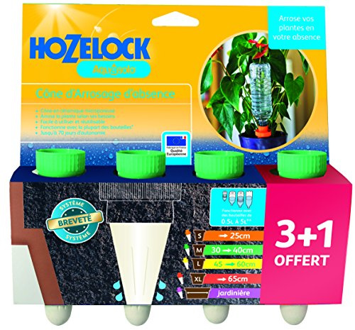 HOZELOCK - Système d'Arrosage Goutte-à-Goutte Autonome Aquasolo - Taille M (x4) : Arrosage d'Absence, Idéal pour Plante en Pot, Jardinière, Fleurs et Potager, Cône Vert en Céramique [2717 3465]