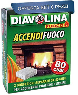 DIAVOLINA Set 6 X Accendifuoco 80 cubi