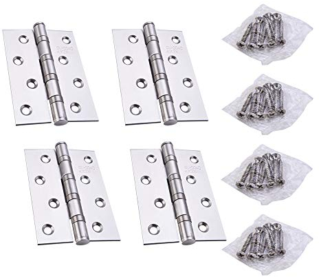 YOFASEN Charnière en Acier Inoxydable - Charnières pour Portes a Placard Charnieres Meubles Paumelle Pliantes pour Tiroir Boîte Fenêtre, Argent, 4 Pouces(100x75x2mm) - 4pcs