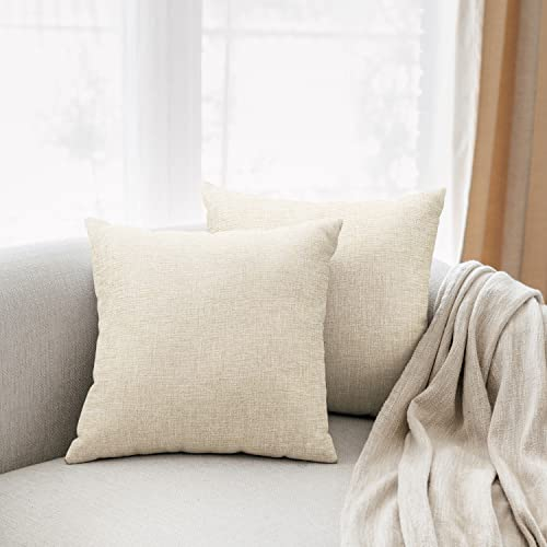 All Smiles Kissenbezug 50x50 Leinen Bettwäsche Kissenbezüge Dekokissen Kissenhülle mit Verstecktem Reißverschluss für Sofa Auto Couch Bett Schlafzimmer，Leinen 2er Set