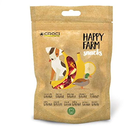 Croci Happy Farm - Premio masticativo per cani, snack cane naturale, con verdure , Anatra e Banana, 80 GR