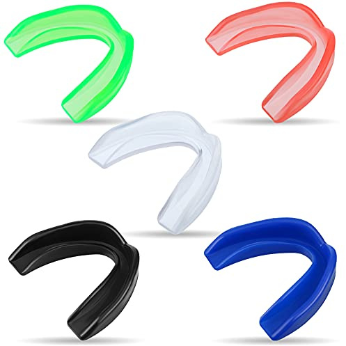 5 Pack Kids Youth Mouth Guard for Football Sports, Assorted Colors Boys Girls Sports Mouthguard, Soft Mouth Guard for Hockey Boxing MMA Basketball, Ages 4+