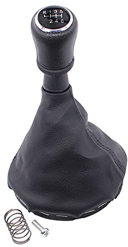 HouYeen Gear Shift Knob 6 Speed Shifter Stick with Gaitor Gaiter Boot Cover for V-W Transporter T5 T5.1 2003-2011 Black