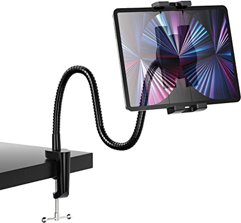 Oilcan Lang Schwanenhals Tablet Halter für Bett, Schreibtisch Tablet Ständer mit Flexible Arm, Tischhalterung für iPad Pro 12.9 Air Mini, iPhone, Galaxy, Switch, Lenovo usw (4-13 Zoll)