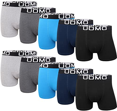 L&K 10-pack herr retroshorts, boxershorts, bomull, svarta, mångfärgade underkläder, 1116