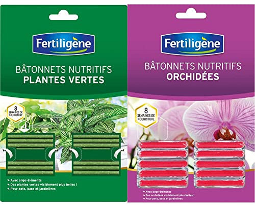 Fertiligène Engrais Plantes Vertes Batonnets, x40 & Engrais Orchidées Batonnets, x10