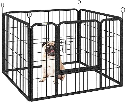PawHut Parque para Perros 4 Paneles Plegable Marco Metal 82x82x60 cm Gris