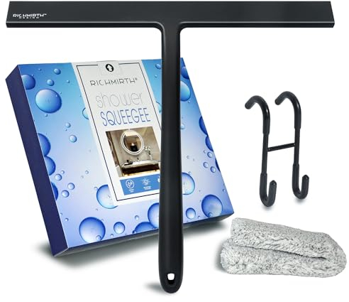RICHMIRTH Duschabzieher verlängert 31cm Silikon Duschwischer mit Edelstahl Halter Fensterabzieher Abzieher Dusche Badezimmer Glasabzieher