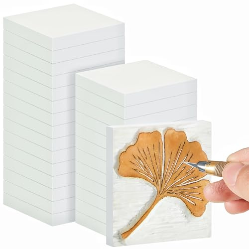 Frienda 24 bloques de goma de 5 x 5 cm, bloques de linóleo para impresión, fabricación de sellos, manualidades, álbumes de recortes, pintura, suaves y fáciles de tallar (blanco)