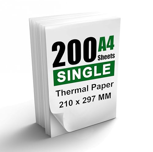 200 hojas de papel térmico A4, papel térmico de 8,27 x 11,69 pulgadas (210 x 297 mm) para impresora térmica portátil, compatible con MT800/MT800Q/M08F/PJ762/PJ763MFi, para la escuela o el trabajo