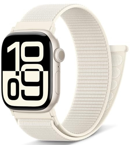 AMSKY Nylon Sport Loop Band Kompatibel mit Apple Watch Armband 40mm 42mm 46mm 44mm 45mm 41mm 38mm 49mm, Damen Herren Original Design für iWatch Series 10 9 8 7 6 5 4 3 2 1 SE Ultra, Polarstern