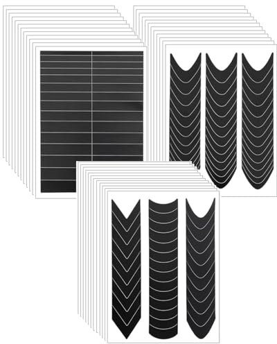 TPZORJX 36 Feuilles pochoirs French Nails,Autocollants Ongles Français Auto-Adhésifs,Smile Line Guide Stickers Nail Art Line,pour Manucure Décoration