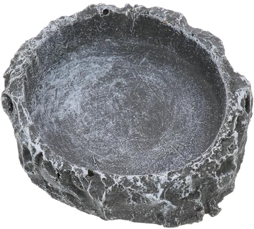 DIYEAH Ciotola per Cibo e Acqua per Rettili, Vasca Distributore Alimenti Domestici in Design Roccioso Naturale, Dimensione Media per Terrari, Adatta a Tartarughe, Gechi e Serpenti