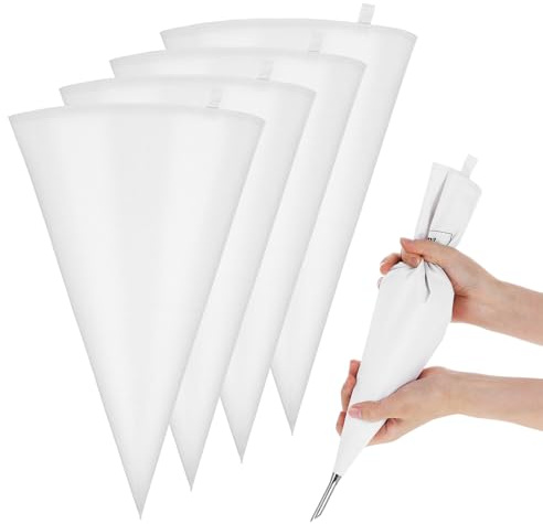 Quilax 4 Stück Wiederverwendbar Spritzbeutel,38 cm Spritzbeutel,Profi Sahnebeutel,für Torten Dekoration,Keksen,Backen(38 x 24 cm)
