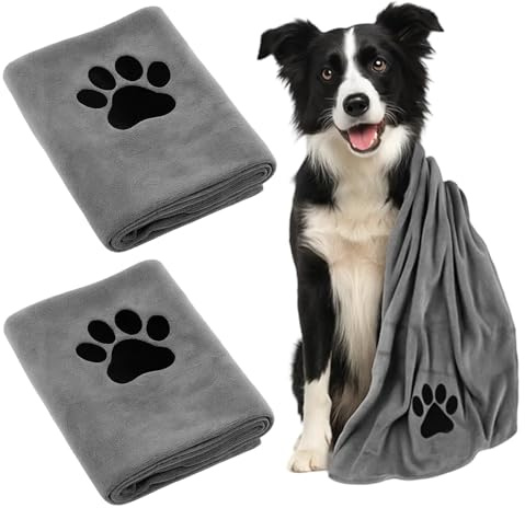 TioRacY 2 Stück Hundehandtuch, hundehandtuch extra saugfähig für Hunde und Katzen, 50x 100 cm Handtuch Hund, für Kleine Mittelgroße Große Hunde Oder Andere Haustiere