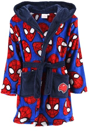 Marvel Spiderman Bata para Niños, Batin de Estar por Casa Infantil, Diseño Bata Polar Suave, Talla 4 Años | Azul