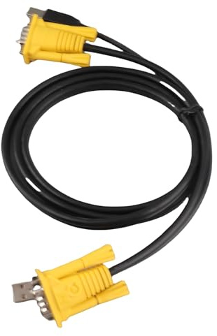 Tomantery Cable de Conmutador KVM USB 2,0, Conector USB VGA 2 en 1 Duradero para Ordenador PC, 1,5 M de Longitud, Gran Accesorio para Conmutador KVM