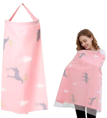 YIPFEN Châle d'allaitement confortable, écharpe avec bretelles réglables, couverture complète à 360 degrés, utilisable comme housse de moustiquaire pour poussette (Rose)