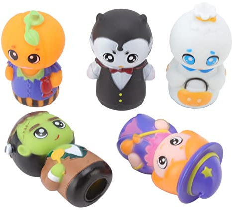 AMONIDA 5 St Halloween Fingerdockor, Tecknade Söta Dockuppsättningar, Dockor i Ljusa Färger med Rolig Design, Perfekt för Halloween-fest för Barn och Berättande