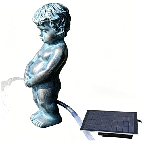 Cracheur de Livre, cracheur de Fontaine Solaire, Statue garçon Qui Fait Pipi, Statue d'étang caractéristique d'eau, (4, 7 X 4, 3 X 12, 2 Pouces)