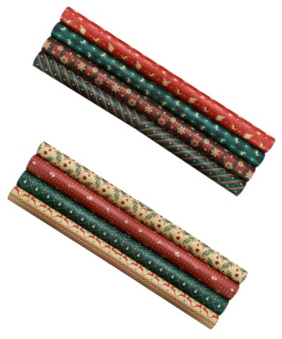 Alasum 8 Pièces Papier D’emballage de Noël en Papier Kraft, Motif Rétro | Fleurs et Origami, Usage Emballage, Design à Thème Classique, Lot aux Motifs Variés Style Aléatoire