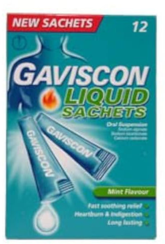 Gaviscon Mint Flavour Liquid Oral Suspension, 12 Sachets