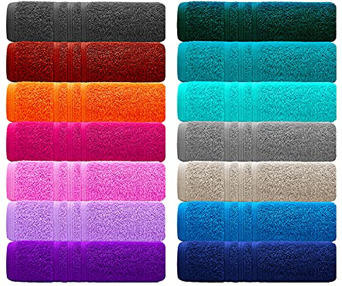 Lashuma Frottee Handtücher Set Orange - Clementinen, London 2X Flauschiges Handtuch 50x100 cm