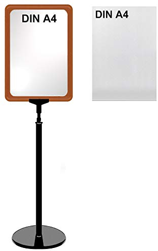 12 Plakatständer DIN A4 Rahmen rot mit U-Tasche, Teleskopständer mit schwarzem Kunststofffuß, höhenverstellbar bis 58 cm, Aufsteller, Kundenstopper