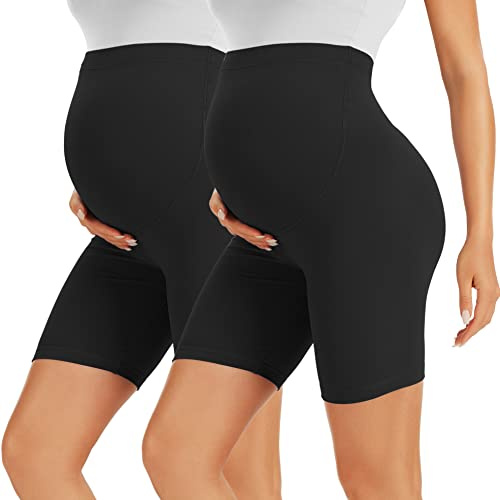 BONVIGOR Maternity Shorts Over The Belly - 5 Biker Workout Yoga Active Athletic Pregnancy Short Pants Lounge Pajama