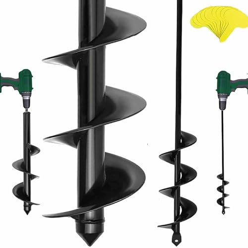 Garden Auger Drill Bit 2 piece - Extra Large 4x42+9x40cm Spiral Planting Auger for Hex Driver Drill, Garden Post Hole Digger for Planting Bulbs Seedlings